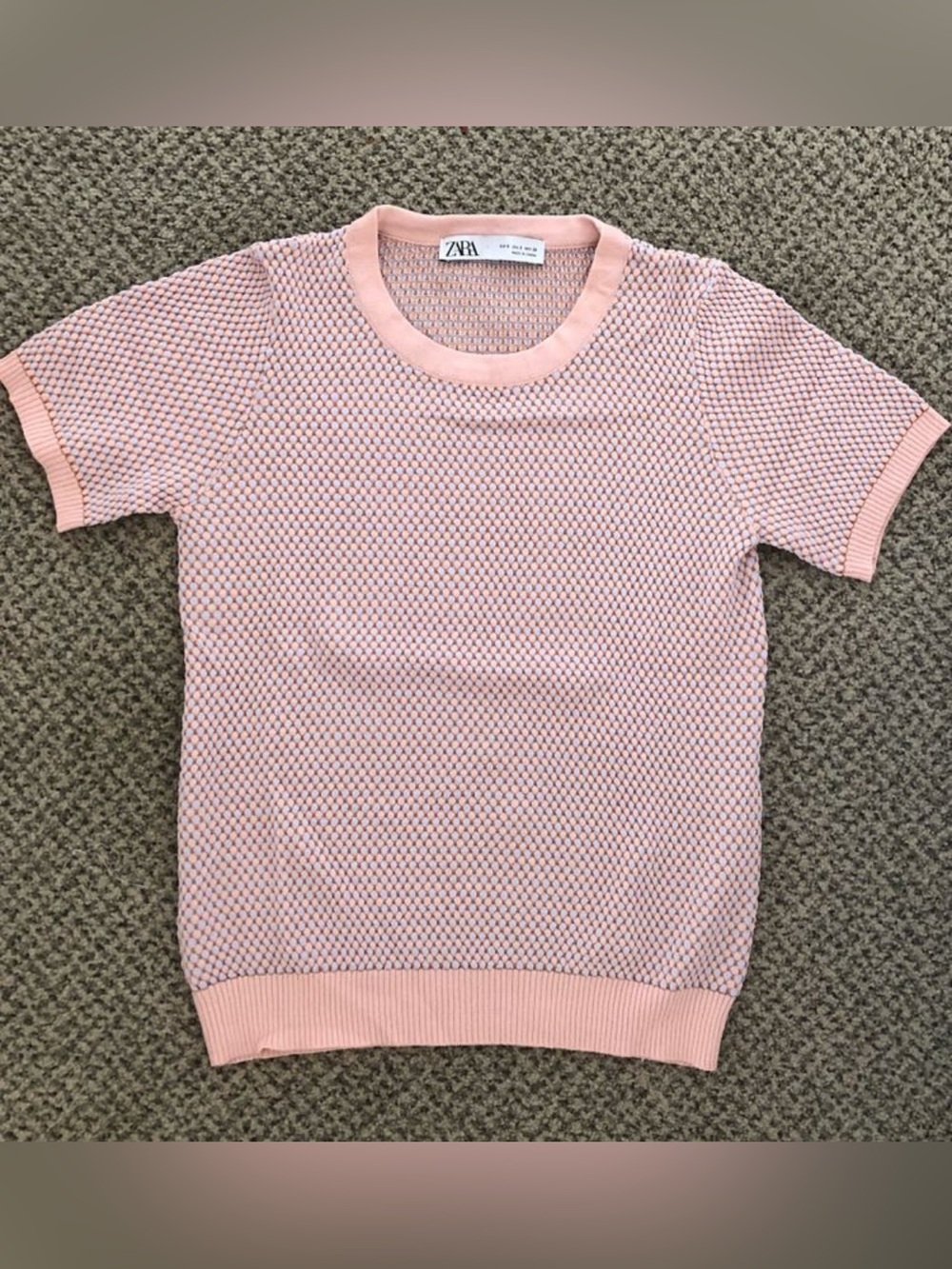 Zara Textured Honeycomb Crewneck Top